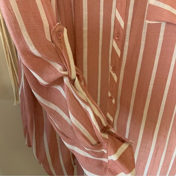 TORRID Lindsay Drop Shoulder Button Down Top Dusty Pink Size 3 3X 22 24 - Picture 8 of 12